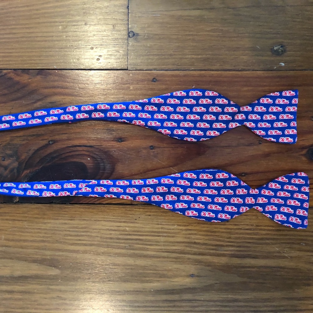 Rivetz of Boston 100% Silk Ole Miss Blue Bow Tie
